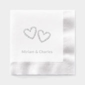 Gepersonaliseerde Elegant Hart 25e Jubileum Zilver Folie Servetten (Voorkant)