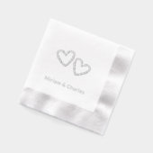 Gepersonaliseerde Elegant Hart 25e Jubileum Zilver Folie Servetten (Links)