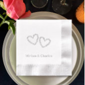 Gepersonaliseerde Elegant Hart 25e Jubileum Zilver Folie Servetten