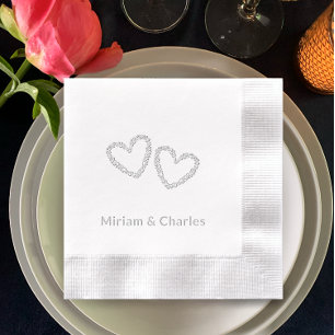 Gepersonaliseerde Elegant Hart 25e Jubileum Zilver Folie Servetten