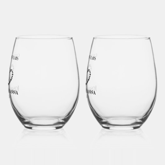 Gepersonaliseerde Elegant Hart 50ste Jubileum Gift Wijnglas Zonder Voet (Links)