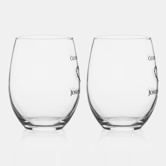 Gepersonaliseerde Elegant Hart 50ste Jubileum Gift Wijnglas Zonder Voet (Rechts)