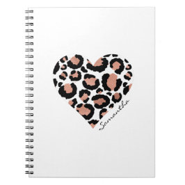 Gepersonaliseerde Elegant Leopard Patroon Hart Notitieboek