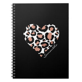Gepersonaliseerde Elegant Leopard Patroon Hart Notitieboek