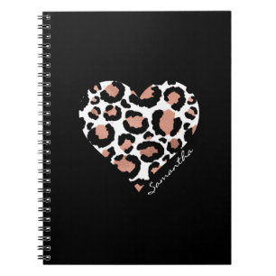 Gepersonaliseerde Elegant Leopard Patroon Hart Notitieboek