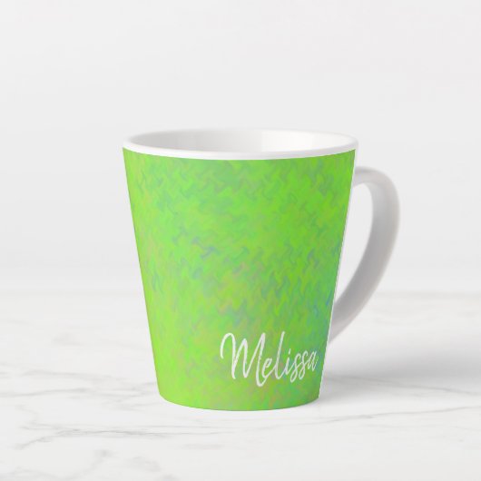 Gepersonaliseerde Elegant Lime Green Marked Art Latte Mok (Rechterhoek)