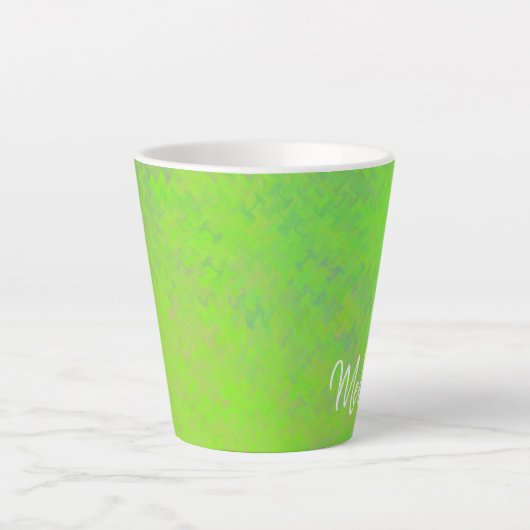 Gepersonaliseerde Elegant Lime Green Marked Art Latte Mok (Voorkant)