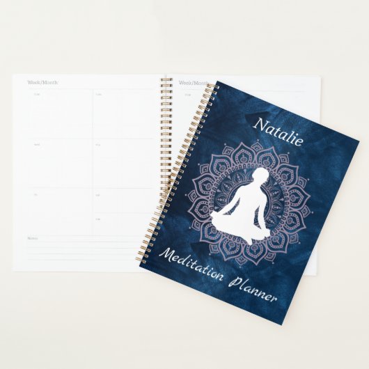 Gepersonaliseerde Elegant mandala blue meditatie b Planner (Display)