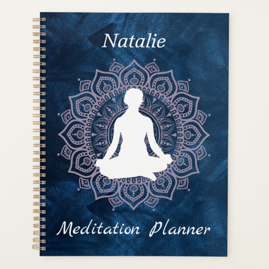 Gepersonaliseerde Elegant mandala blue meditatie b Planner (Voorkant)