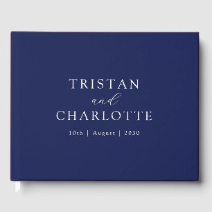 Gepersonaliseerde Elegant Marine Blauw Gastenboek