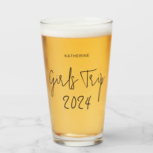 Gepersonaliseerde Elegant Meisjes Trip Script Typo Glas (Voorkant gevuld)