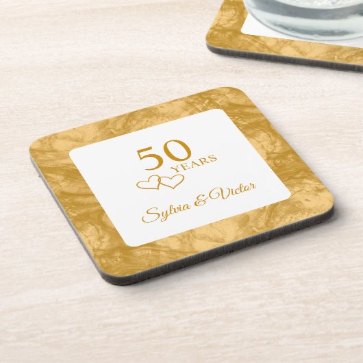 Gepersonaliseerde Elegant Modern 50ste Jubileum Pa Bier Onderzetter (Linkerzijde)