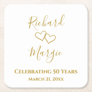 Gepersonaliseerde Elegant Modern 50ste Jubileum Pa Kartonnen Onderzetters