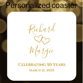 Gepersonaliseerde Elegant Modern 50ste Jubileum Pa Kartonnen Onderzetters