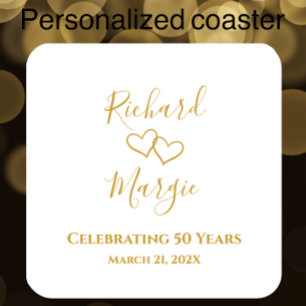 Gepersonaliseerde Elegant Modern 50ste Jubileum Pa Kartonnen Onderzetters