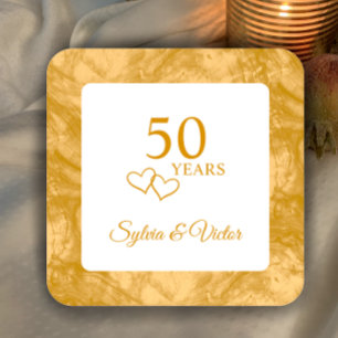 Gepersonaliseerde Elegant Modern 50ste Jubileum Pa Kartonnen Onderzetters