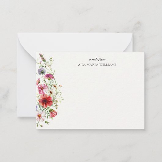 Gepersonaliseerde Elegant Modern Floral Note Kaart Notitiekaartje (Voorkant)