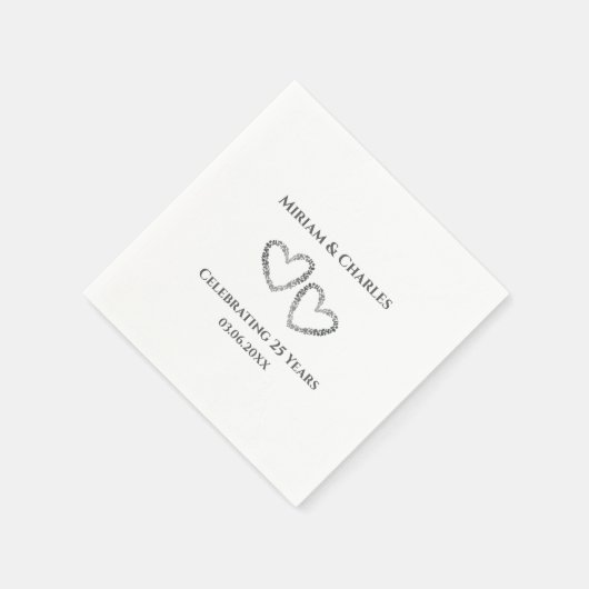 Gepersonaliseerde Elegant Modern Heart 25e Jubileu Servet (Hoek)