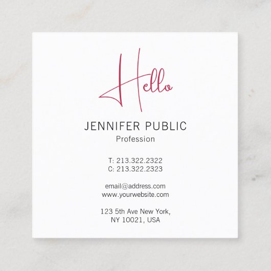 Gepersonaliseerde Elegant Modern Trendy Sjabloon H Vierkante Visitekaartje (Achterkant)