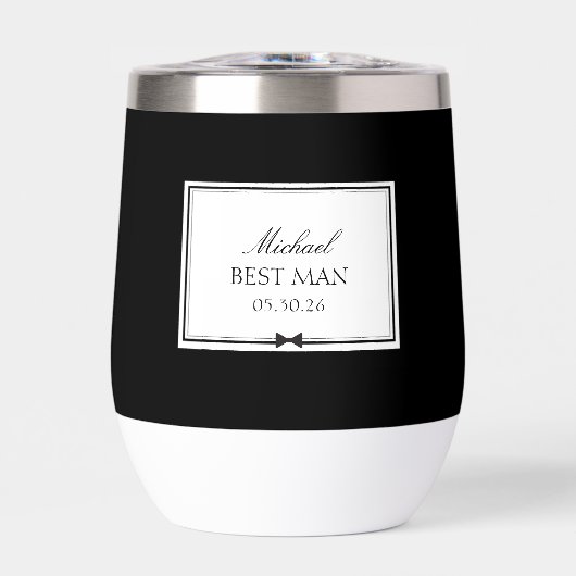 Gepersonaliseerde Elegant Moderne Bowtie Beste Man (Voorkant)