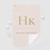 Gepersonaliseerde Elegant Monogram Blush Pink Gold Golfhanddoek (Insitu)