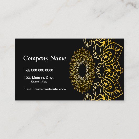 Gepersonaliseerde Elegant Oosterse Chique Zwart en Visitekaartje (Voorkant)