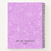 Gepersonaliseerde Elegant Paarse Glitter Sketchboo Notitieboek (Achterkant)