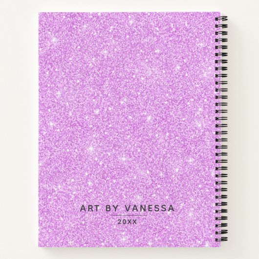 Gepersonaliseerde Elegant Paarse Glitter Sketchboo Notitieboek (Achterkant)