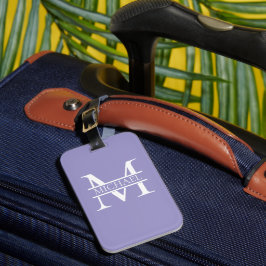 Gepersonaliseerde Elegant Paarse Monogram en Naam Bagagelabel