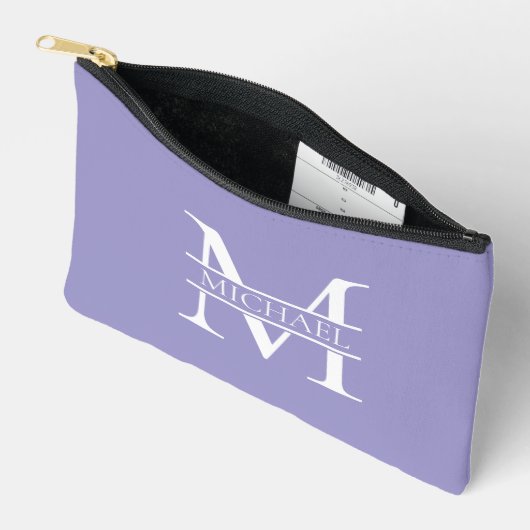 Gepersonaliseerde Elegant Paarse Monogram en Naam Etui (Open)
