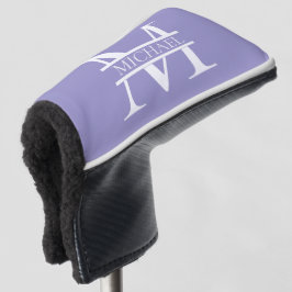 Gepersonaliseerde Elegant Paarse Monogram en Naam Golfheadcover