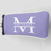 Gepersonaliseerde Elegant Paarse Monogram en Naam Golfheadcover (Voorkant)