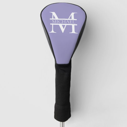 Gepersonaliseerde Elegant Paarse Monogram en Naam Golfheadcover (Voorkant)