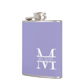 Gepersonaliseerde Elegant Paarse Monogram en Naam Heupfles (Links)