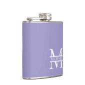 Gepersonaliseerde Elegant Paarse Monogram en Naam Heupfles (Rechts)