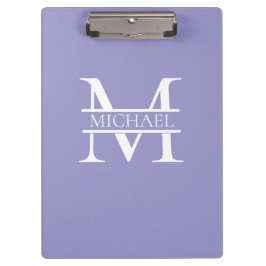 Gepersonaliseerde Elegant Paarse Monogram en Naam Klembord