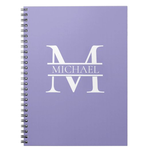 Gepersonaliseerde Elegant Paarse Monogram en Naam Notitieboek (Voorkant)