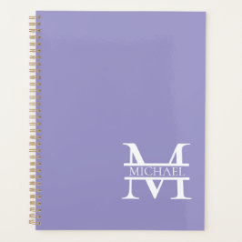 Gepersonaliseerde Elegant Paarse Monogram en Naam Planner