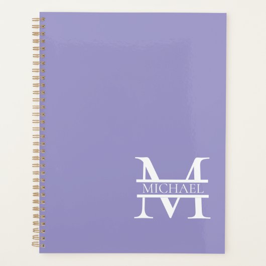 Gepersonaliseerde Elegant Paarse Monogram en Naam Planner (Voorkant)