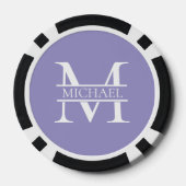 Gepersonaliseerde Elegant Paarse Monogram en Naam Poker Chips (Achterkant)
