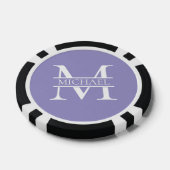 Gepersonaliseerde Elegant Paarse Monogram en Naam Poker Chips (Enkel)
