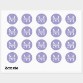 Gepersonaliseerde Elegant Paarse Monogram en Naam Ronde Sticker (Vel)