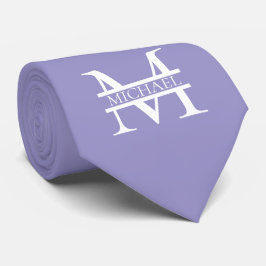 Gepersonaliseerde Elegant Paarse Monogram en Naam Stropdas
