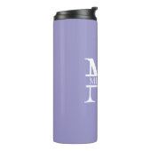Gepersonaliseerde Elegant Paarse Monogram en Naam Thermosbeker (Gedraaid links)