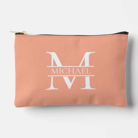 Gepersonaliseerde Elegant Perzik Monogram en Naam Etui (Voorkant)