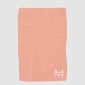 Gepersonaliseerde Elegant Perzik Monogram en Naam Golfhanddoek (Voorkant)