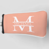 Gepersonaliseerde Elegant Perzik Monogram en Naam Golfheadcover (Voorkant)