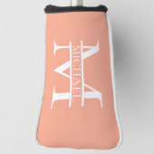 Gepersonaliseerde Elegant Perzik Monogram en Naam Golfheadcover (Draai 90)