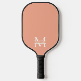 Gepersonaliseerde Elegant Perzik Monogram en Naam Pickleball Paddle