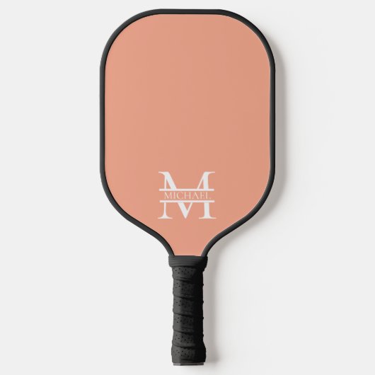 Gepersonaliseerde Elegant Perzik Monogram en Naam Pickleball Paddle (Voorkant)